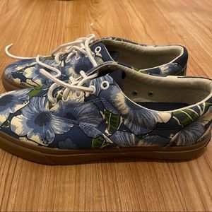 Sperry Men CVO Hawaiian Blue Floral Print Tennis Shoes Casual Fashion Sneakers